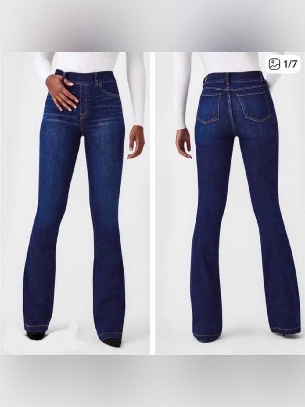 SPANX EveryWear Flare Jeans Dark Wash Pull On Small